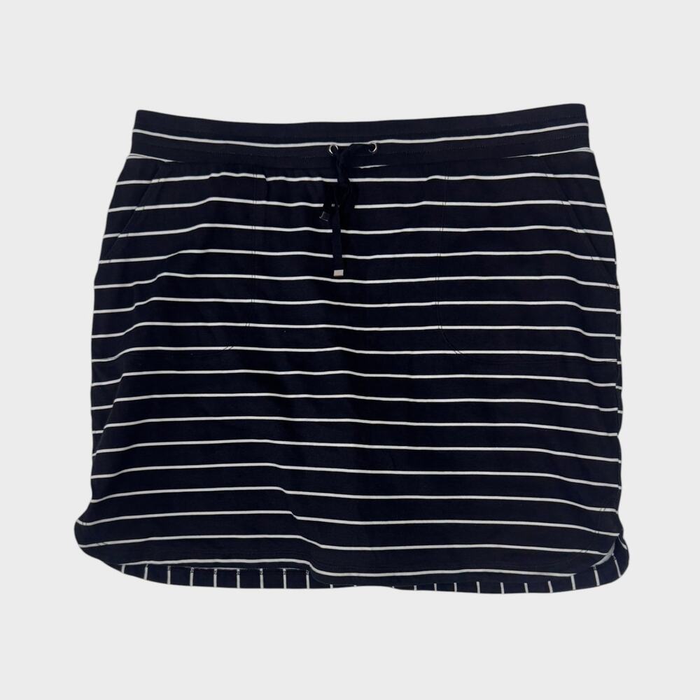 Croft & Barrow Small Black White Horizontal Stripe Jersey Knit Skort